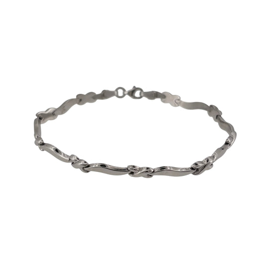 9ct White Gold 7.5" Kiss Link Bracelet