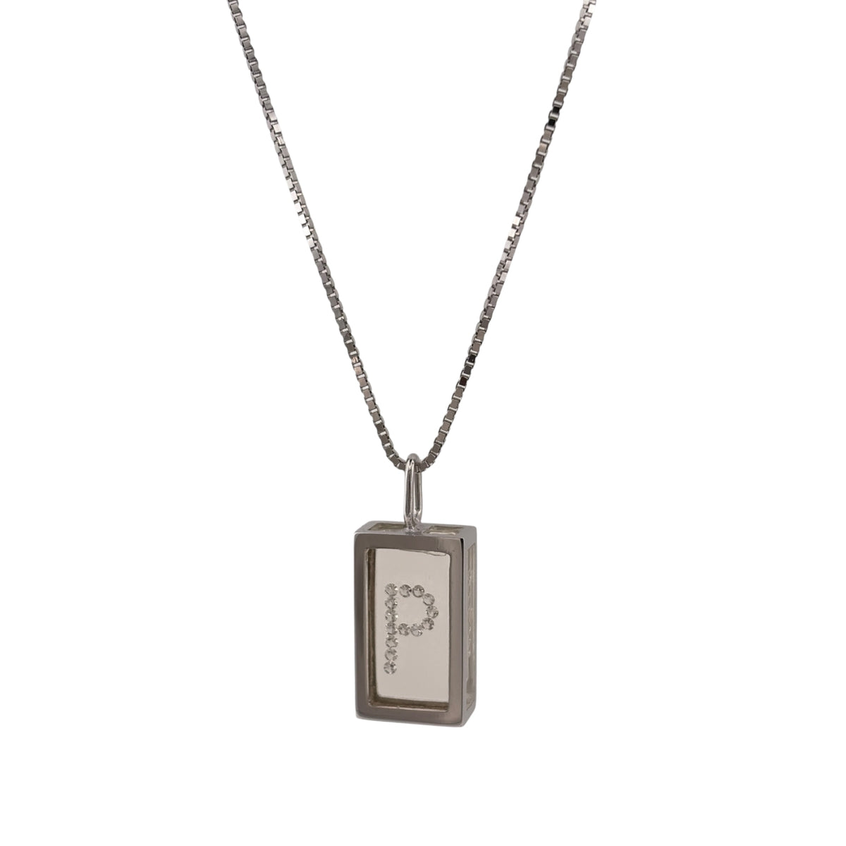 18ct White Gold & Stone Set Initial 'P' Necklace