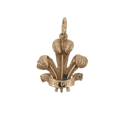 9ct Gold Welsh Three Feathers Pendant