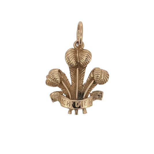 9ct Gold Welsh Three Feathers Pendant