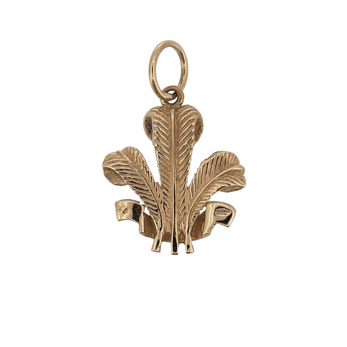 Celebrate a classic Welsh-inspired design with this pre-owned 9ct yellow gold Welsh Three Feathers pendant, featuring the distinctive three-feather emblem in a timeless gold finish.

Design: The pendant features the traditional Three Feathers motif, creating a recognisable Welsh-inspired design with detailed styling and symbolic character.
Material: Made from 9-carat yellow gold, the warm gold tone complements the traditional design and gives the pendant a classic appearance.