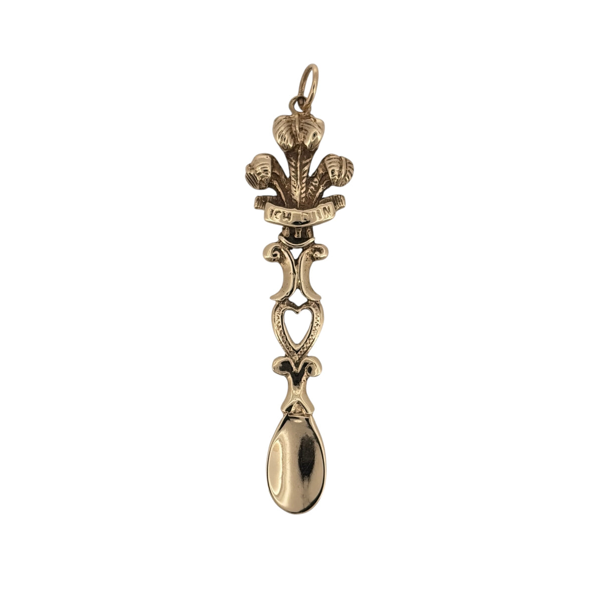 9ct Gold Welsh Three Feathers Lovespoon Pendant
