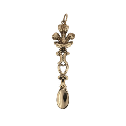 9ct Gold Welsh Three Feathers Lovespoon Pendant