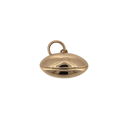 Celebrate a love of Welsh rugby with this pre-owned 9ct yellow gold Welsh rugby ball pendant, featuring a distinctive sporting design in a classic gold finish.

Design: The pendant features a rugby ball-inspired shape with Welsh-themed detailing, creating a characterful piece that combines sporting style with Welsh heritage.
Material: Made from 9-carat yellow gold, the warm gold tone gives the pendant a traditional and timeless appearance.