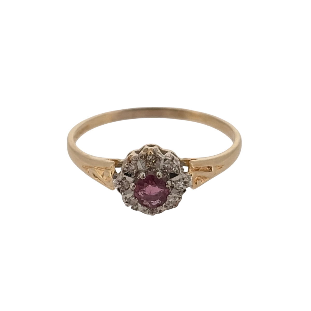 9ct Gold Diamond & Ruby Cluster Ring