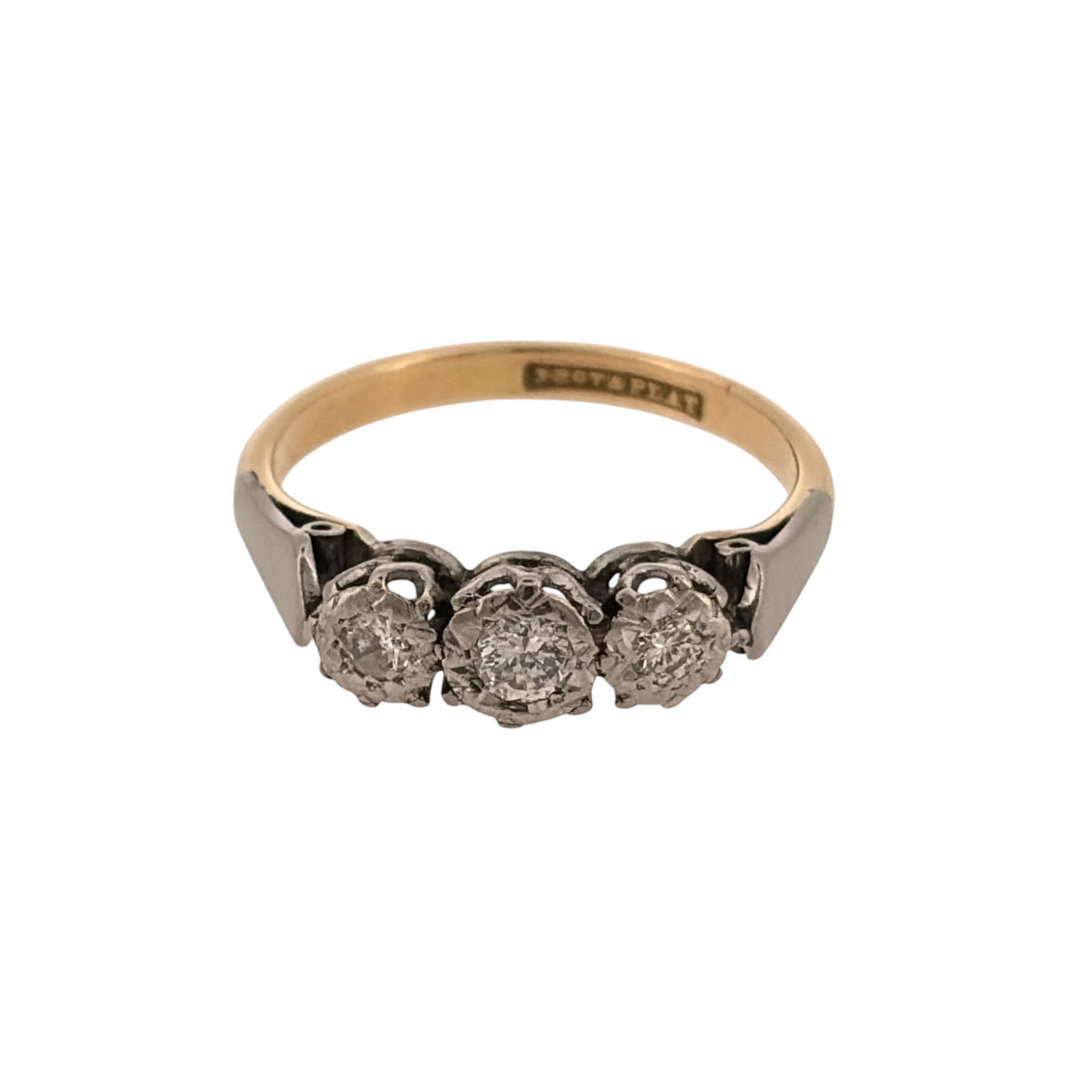 18ct Gold & Platinum Diamond Trilogy Ring