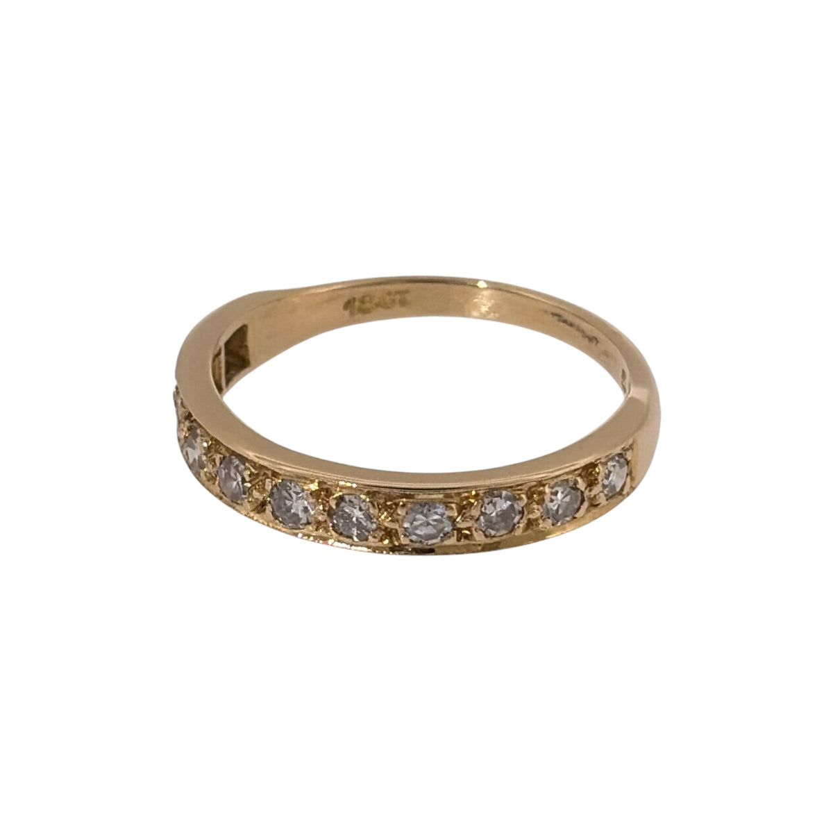 Add classic diamond detail to your jewellery collection with this pre-owned 18ct yellow gold diamond band ring, featuring approximately 0.33ct of total diamond content in a timeless and versatile design.

Design: The ring features a classic diamond band design, with diamonds arranged across the front to create an elegant finish suitable for wearing alone or alongside other rings.