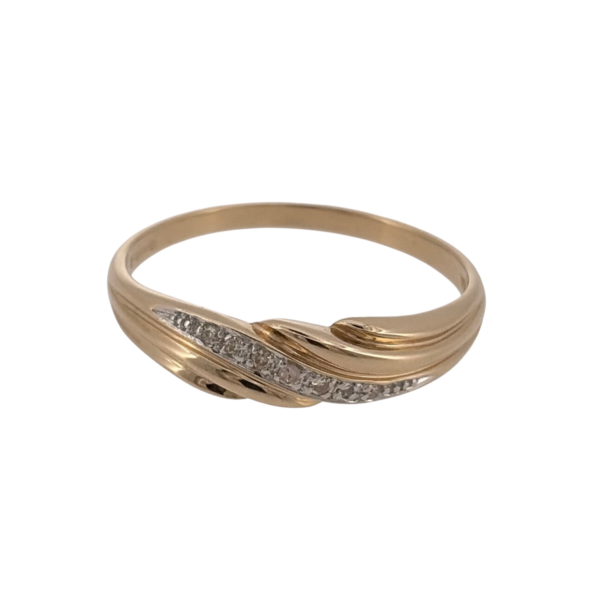 9ct Gold & Diamond Wave Style Band Ring