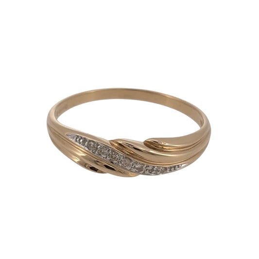 9ct Gold & Diamond Wave Style Band Ring