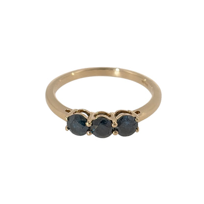 9ct Gold & Blue Diamond Trilogy Ring