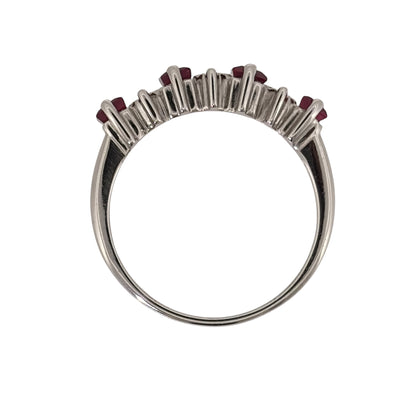 9ct White Gold Diamond & Ruby Band Ring