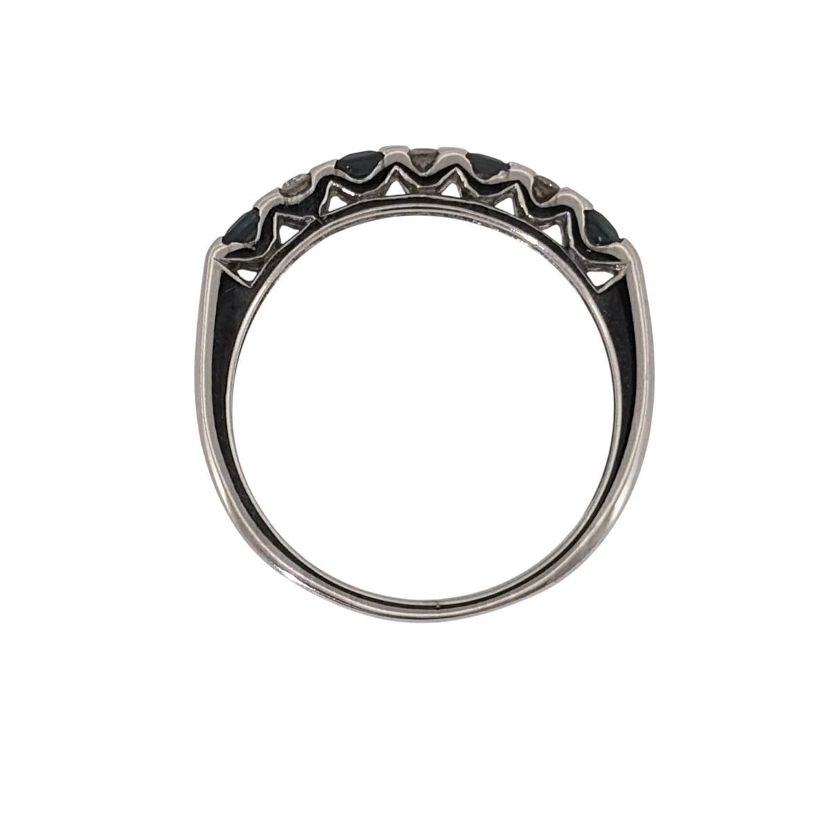 9ct White Gold Diamond & Sapphire Band Ring