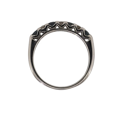 9ct White Gold Diamond & Sapphire Band Ring