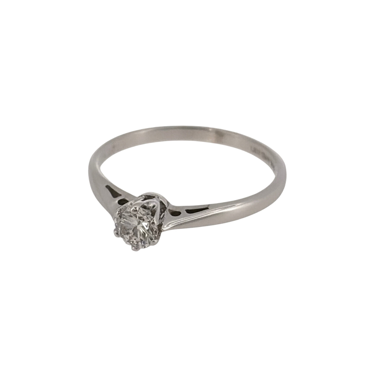 Add timeless elegance to your jewellery collection with this pre-owned 18ct white gold diamond solitaire ring, featuring a brilliant-cut diamond in a classic single-stone design.

Design: The ring features a traditional solitaire design, with a single brilliant-cut diamond taking centre stage for a simple and elegant appearance.
Material: Made from 18-carat white gold, the bright finish provides a clean and timeless setting that beautifully complements the diamond.