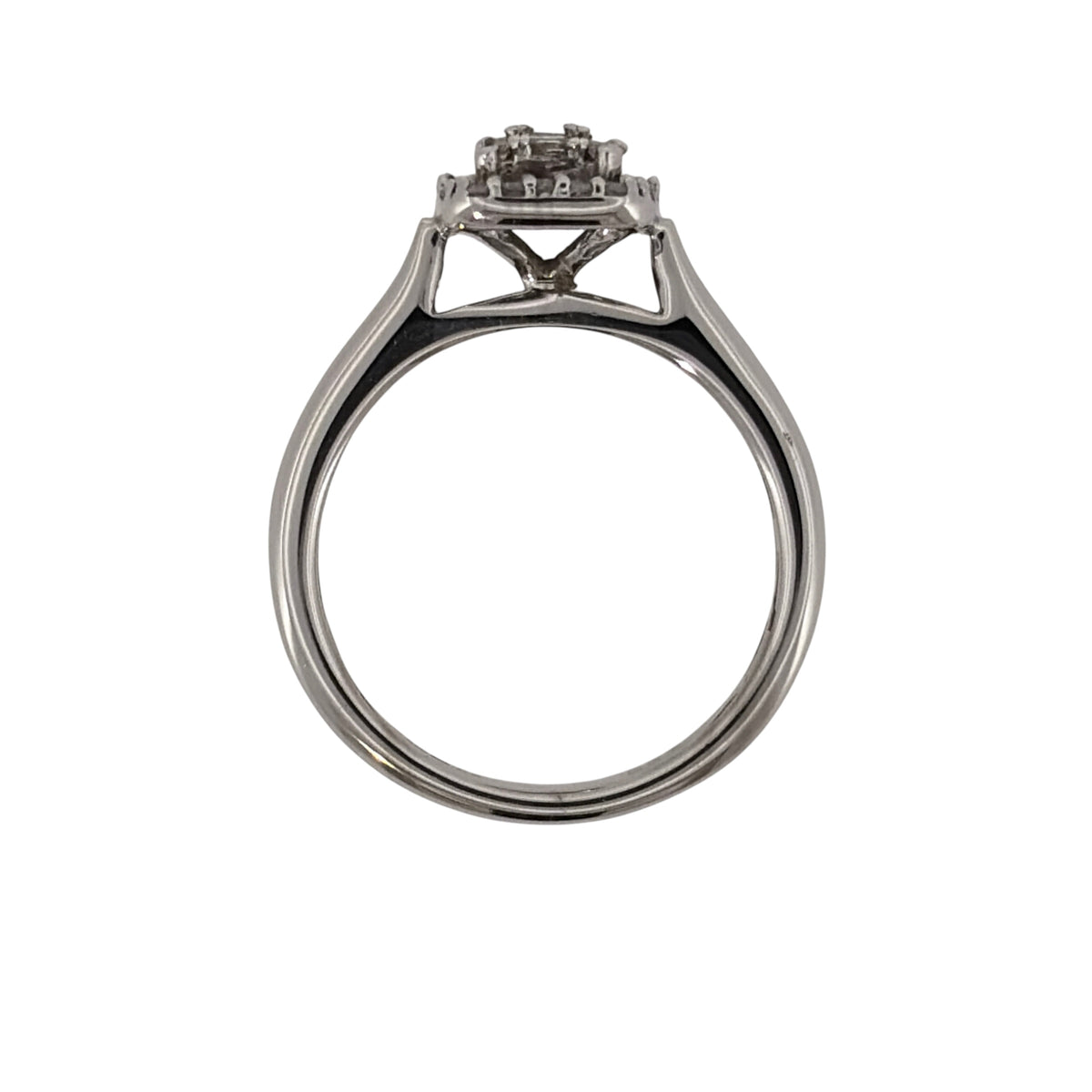 9ct White Gold & Diamond Rectangle Halo Cluster Ring