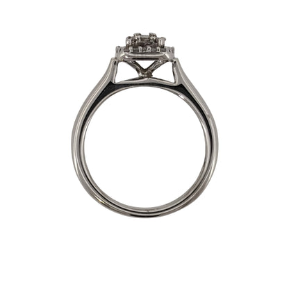 9ct White Gold & Diamond Rectangle Halo Cluster Ring