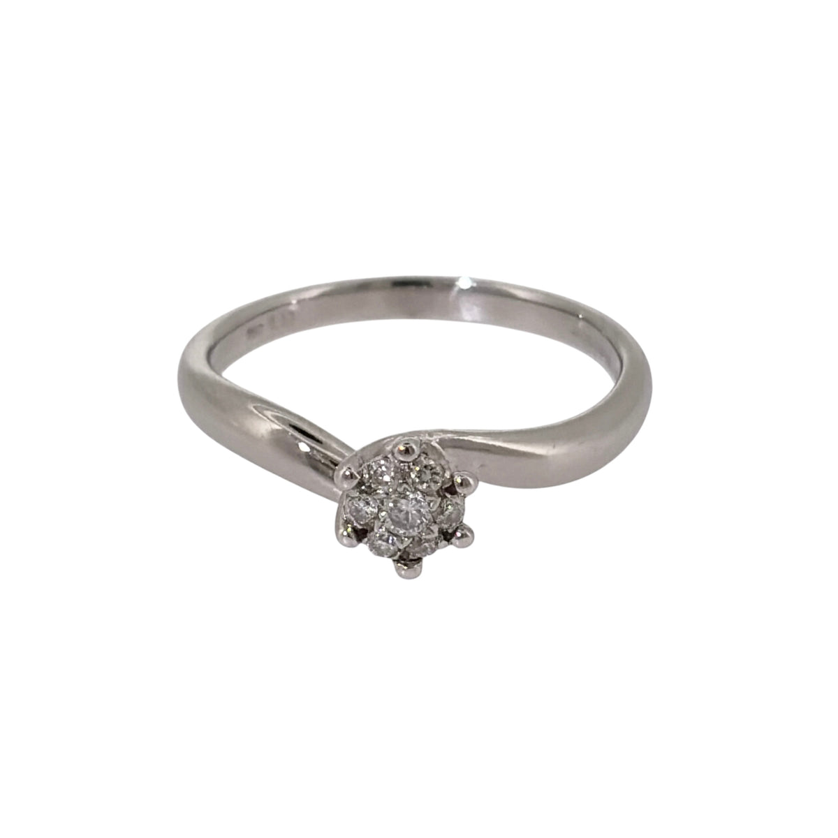 18ct White Gold & Diamond Cluster Twist Ring