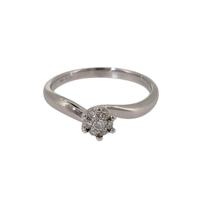 18ct White Gold & Diamond Cluster Twist Ring