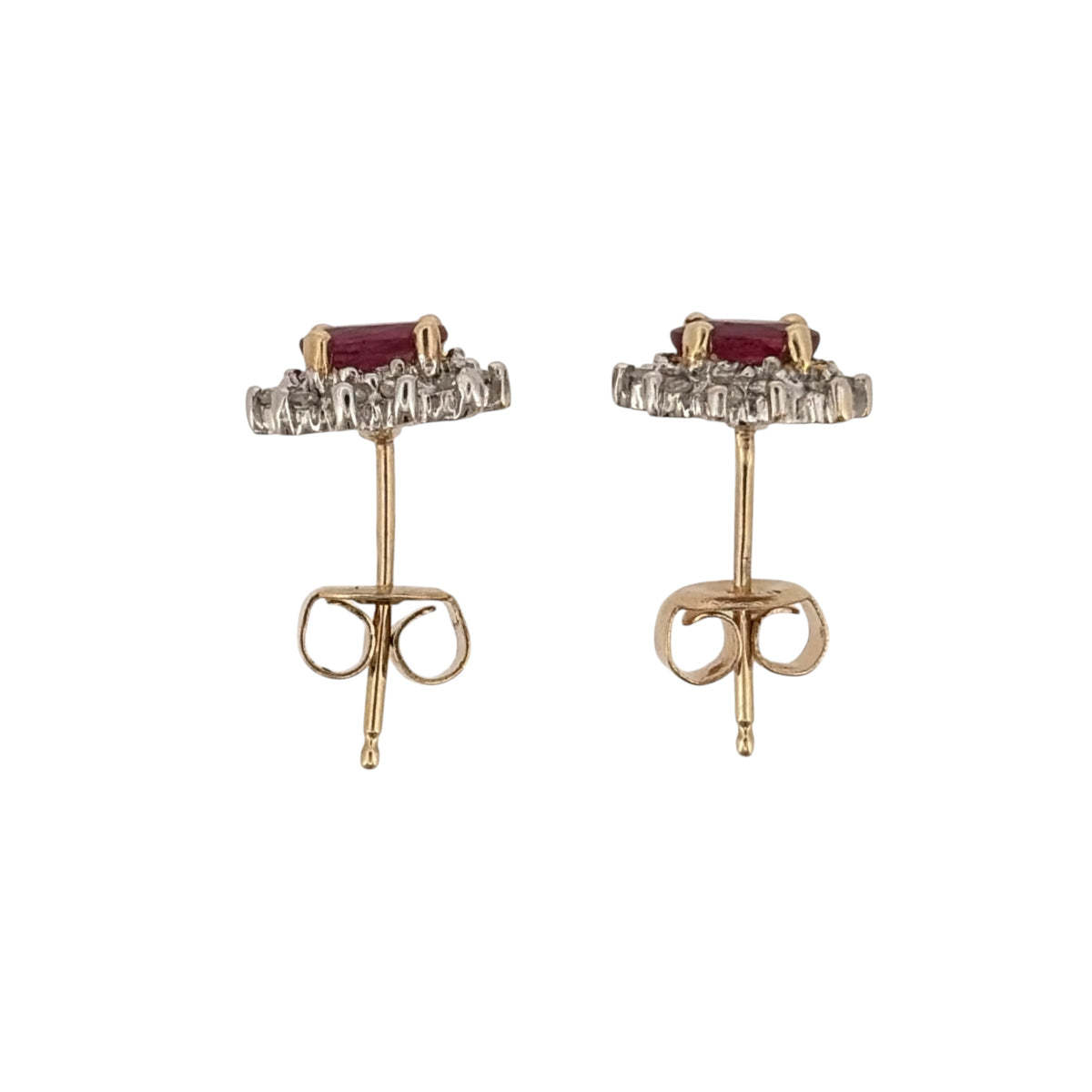9ct Gold Diamond & Ruby Cluster Stud Earrings