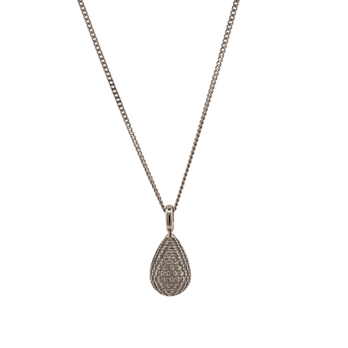 18ct White Gold & Diamond Teardrop 18" Necklace