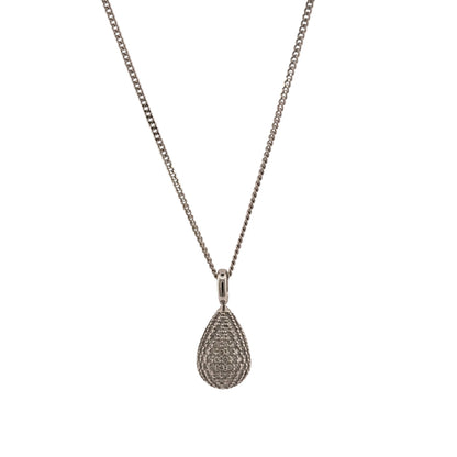 18ct White Gold & Diamond Teardrop 18" Necklace