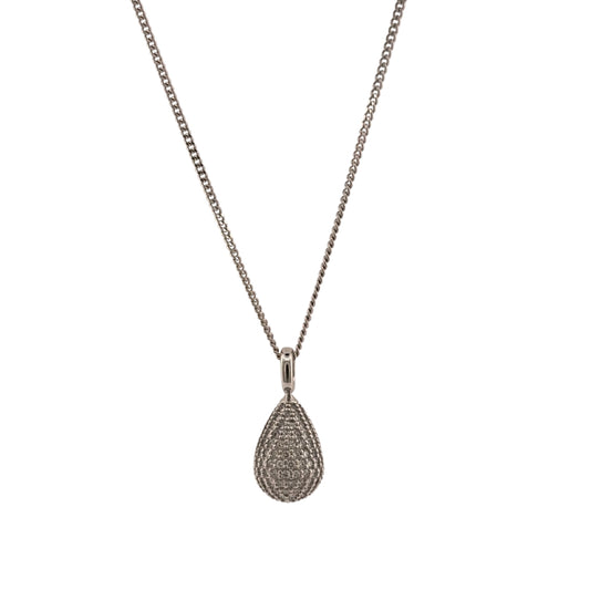 18ct White Gold & Diamond Teardrop 18" Necklace