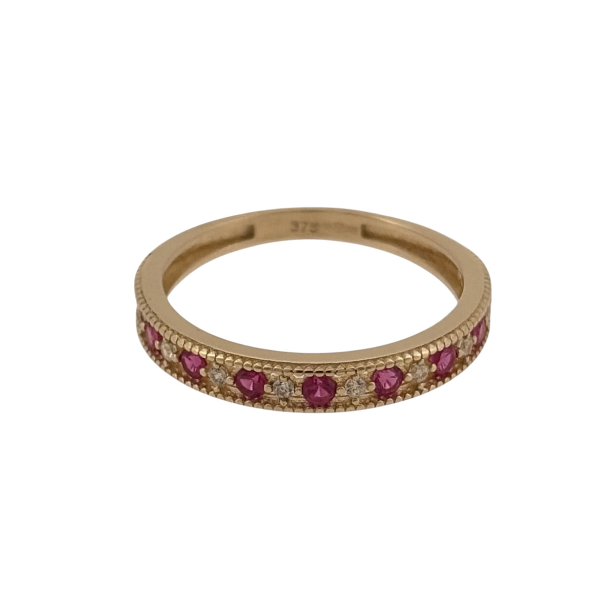 9ct Gold Ruby & Cubic Zirconia Band Ring