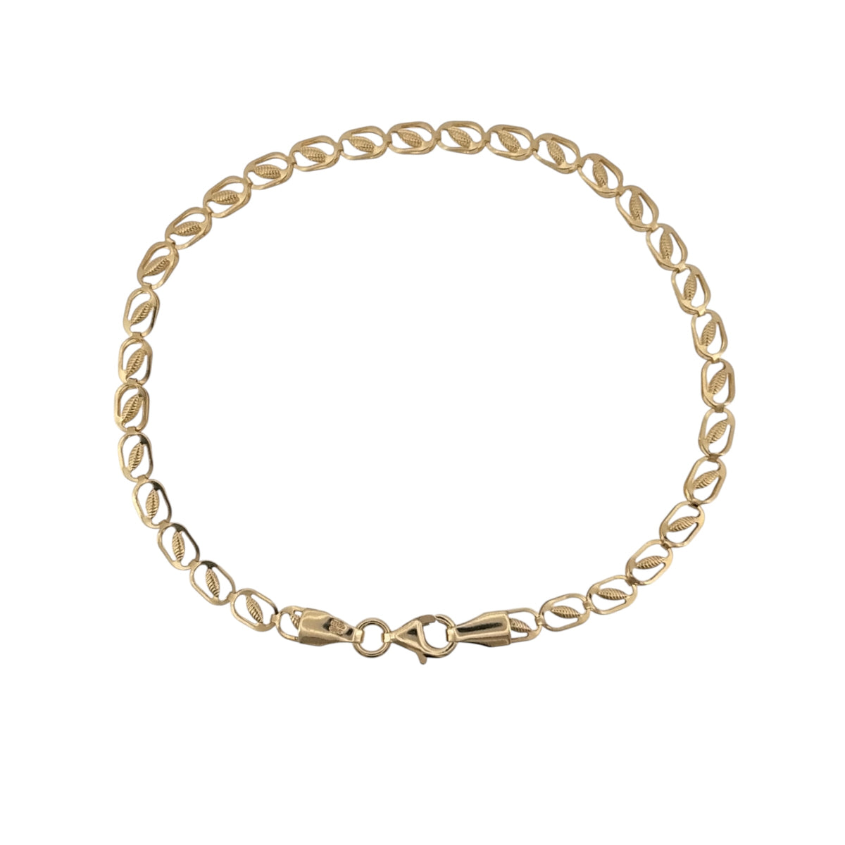 9ct Gold 7.25" Leaf Style Link Bracelet