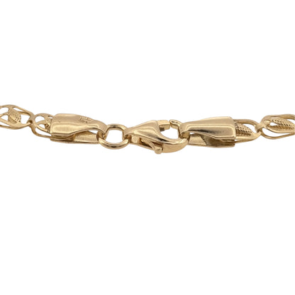 New 9ct Yellow Gold 7.25" Leaf Style Link Bracelet with the weight 1.90 grams with link width 3.5mm