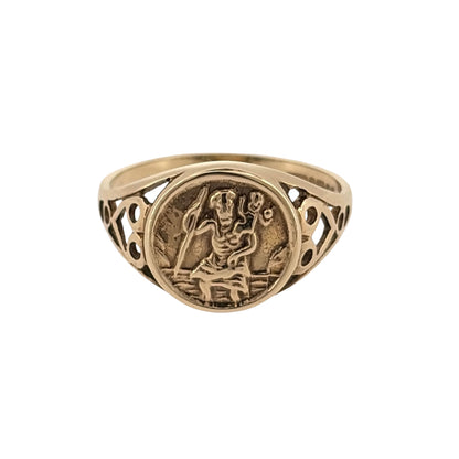 9ct Gold St Christopher Signet Ring