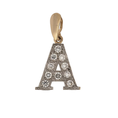 9ct Gold & Cubic Zirconia Initial 'A' Pendant