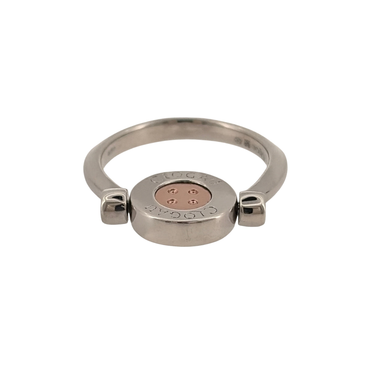 925 Silver & White Topaz Clogau Button Spinner Ring