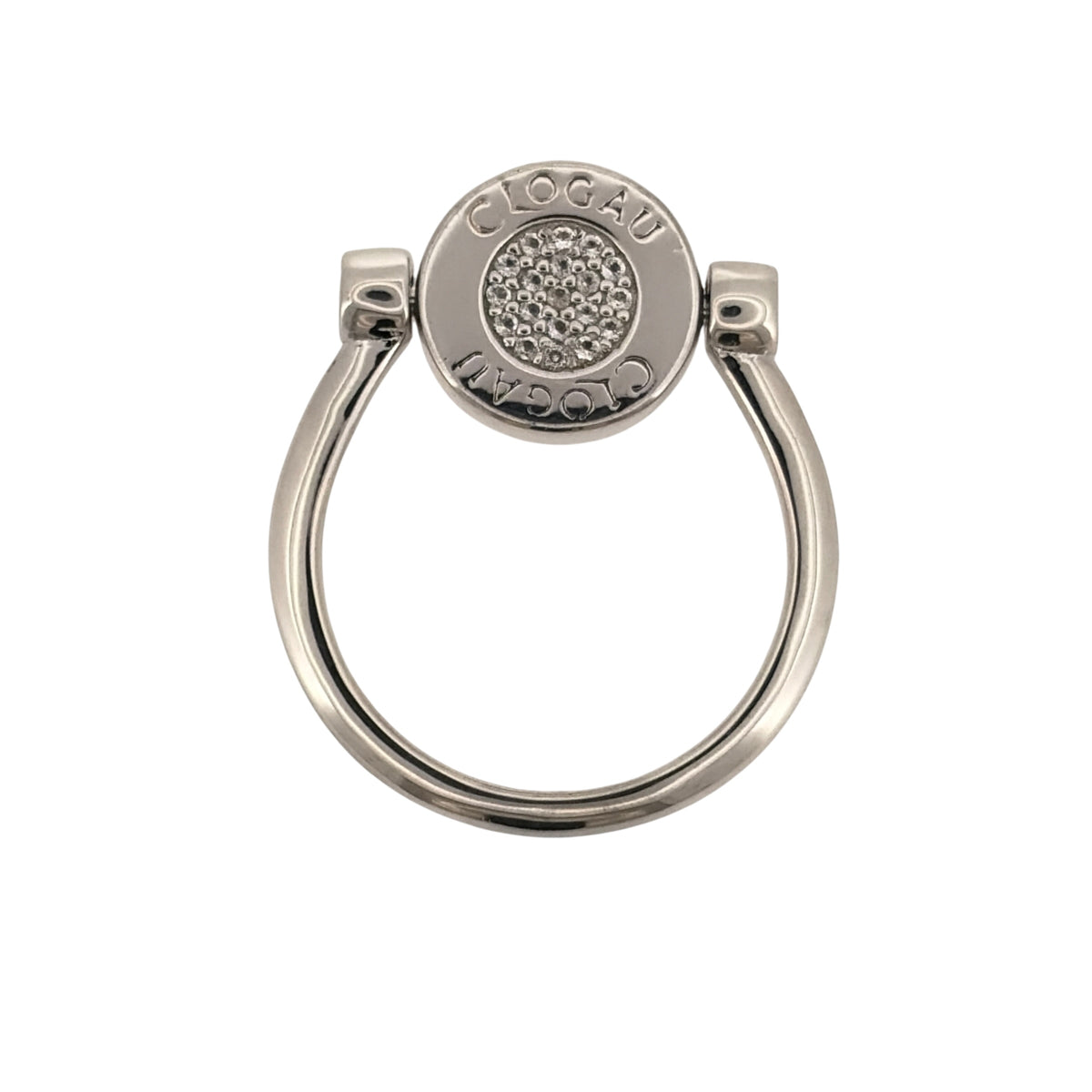 925 Silver & White Topaz Clogau Button Spinner Ring