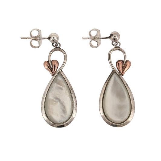 925 Silver & Mother of Pearl Clogau Tree of Life Drop Earrings