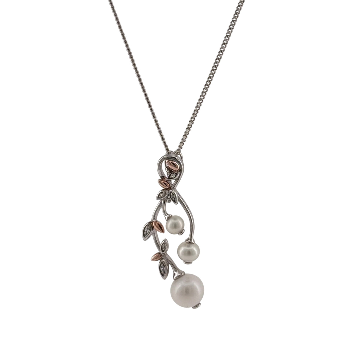 925 Silver Pearl & White Topaz Clogau 18" - 22" Necklace