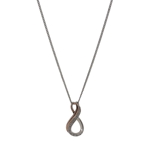 925 Silver & White Topaz Clogau Infinity 18" - 22" Necklace