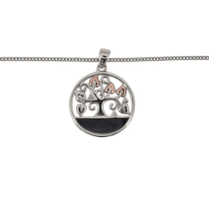 Add a classic Welsh-inspired piece to your jewellery collection with this pre-owned Clogau Round Tree of Life pendant necklace, combining 925 sterling silver with 9ct rose gold detailing.

Design: The pendant features Clogau’s recognisable Tree of Life motif within a round design, with flowing branches creating an elegant and distinctive focal point.