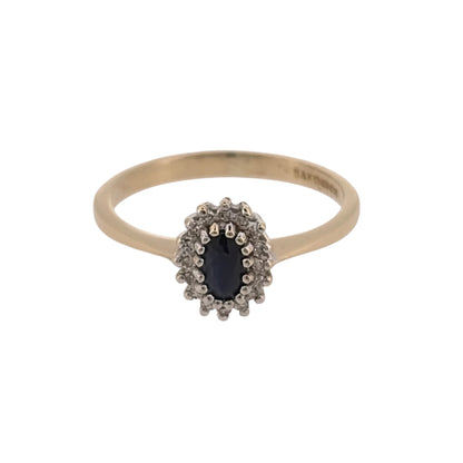 9ct Gold Diamond & Sapphire Cluster Ring