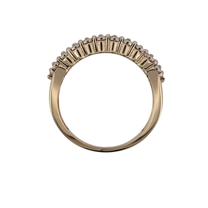 9ct Gold & Diamond Three Row Band Ring
