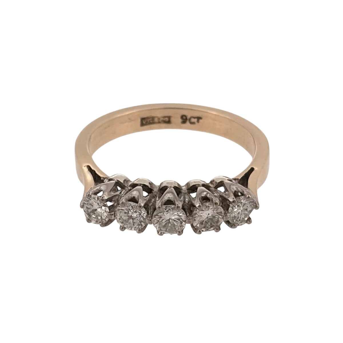 9ct Gold & Diamond Five Stone Band Ring