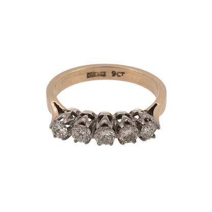 9ct Gold & Diamond Five Stone Band Ring