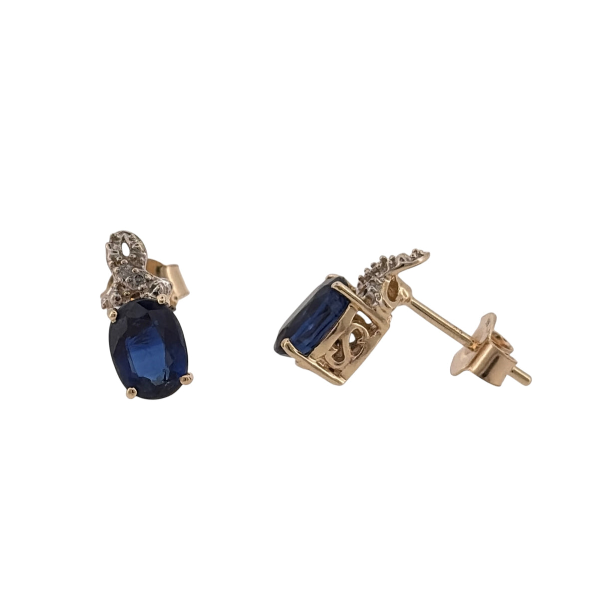9ct Gold Diamond & Sapphire Stud Earrings