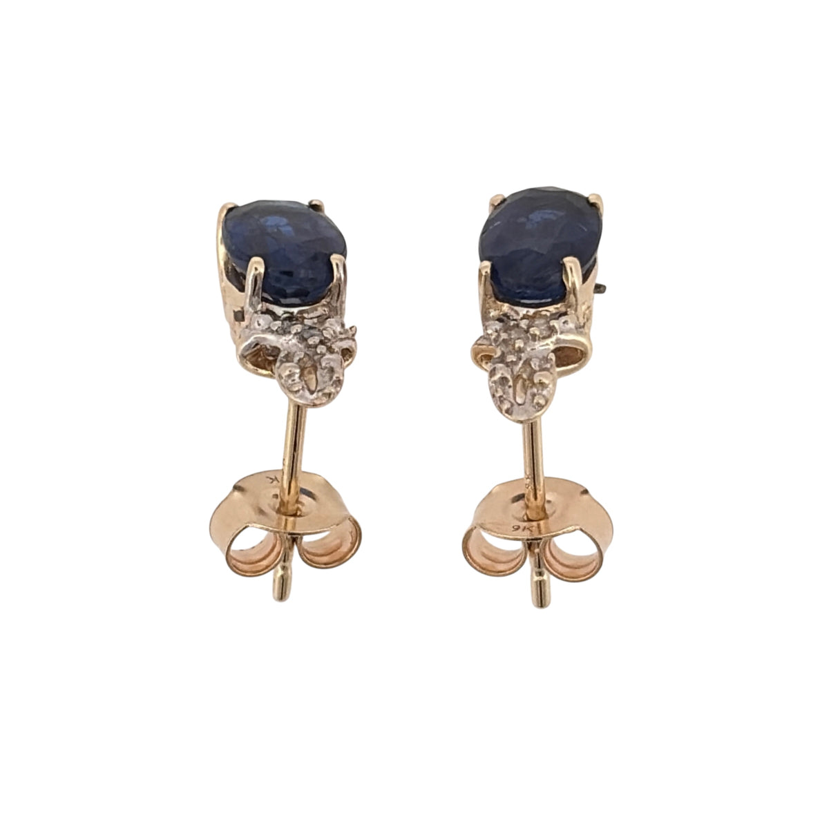 9ct Gold Diamond & Sapphire Stud Earrings