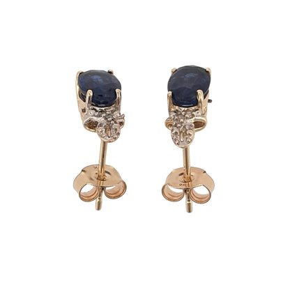9ct Gold Diamond & Sapphire Stud Earrings