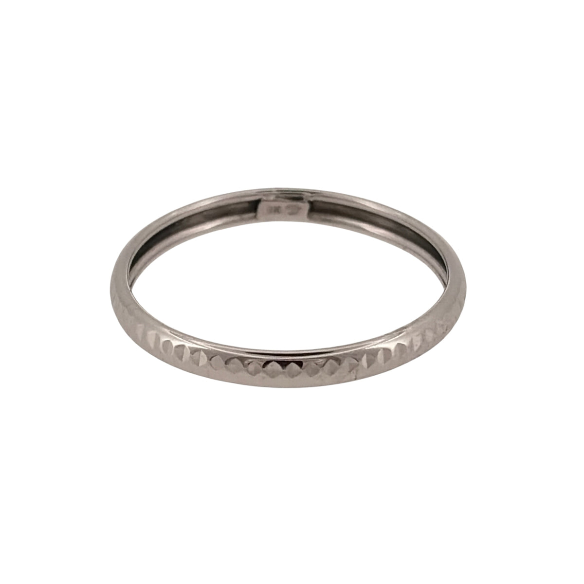 9ct White Gold Textured Band Ring