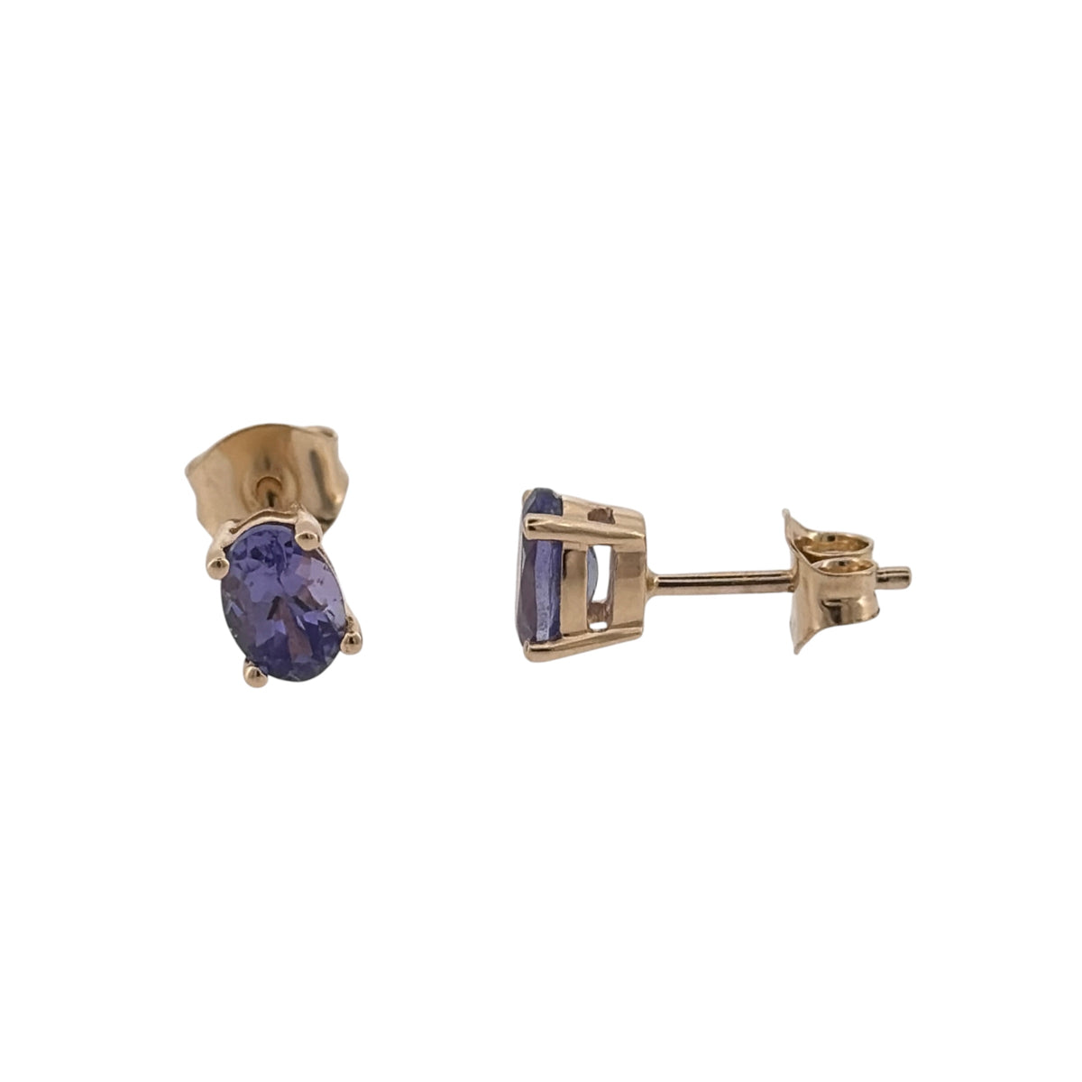 9ct Gold & Tanzanite Oval Stud Earrings