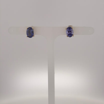 9ct Gold & Tanzanite Oval Stud Earrings