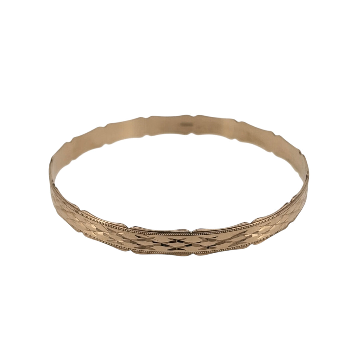 9ct Solid Gold Patterned Scalloped Edge Bangle