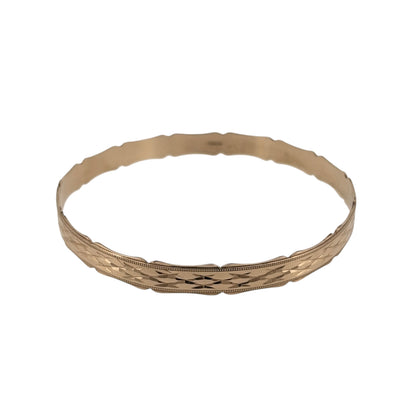 9ct Solid Gold Patterned Scalloped Edge Bangle
