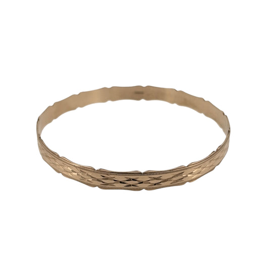 9ct Solid Gold Patterned Scalloped Edge Bangle
